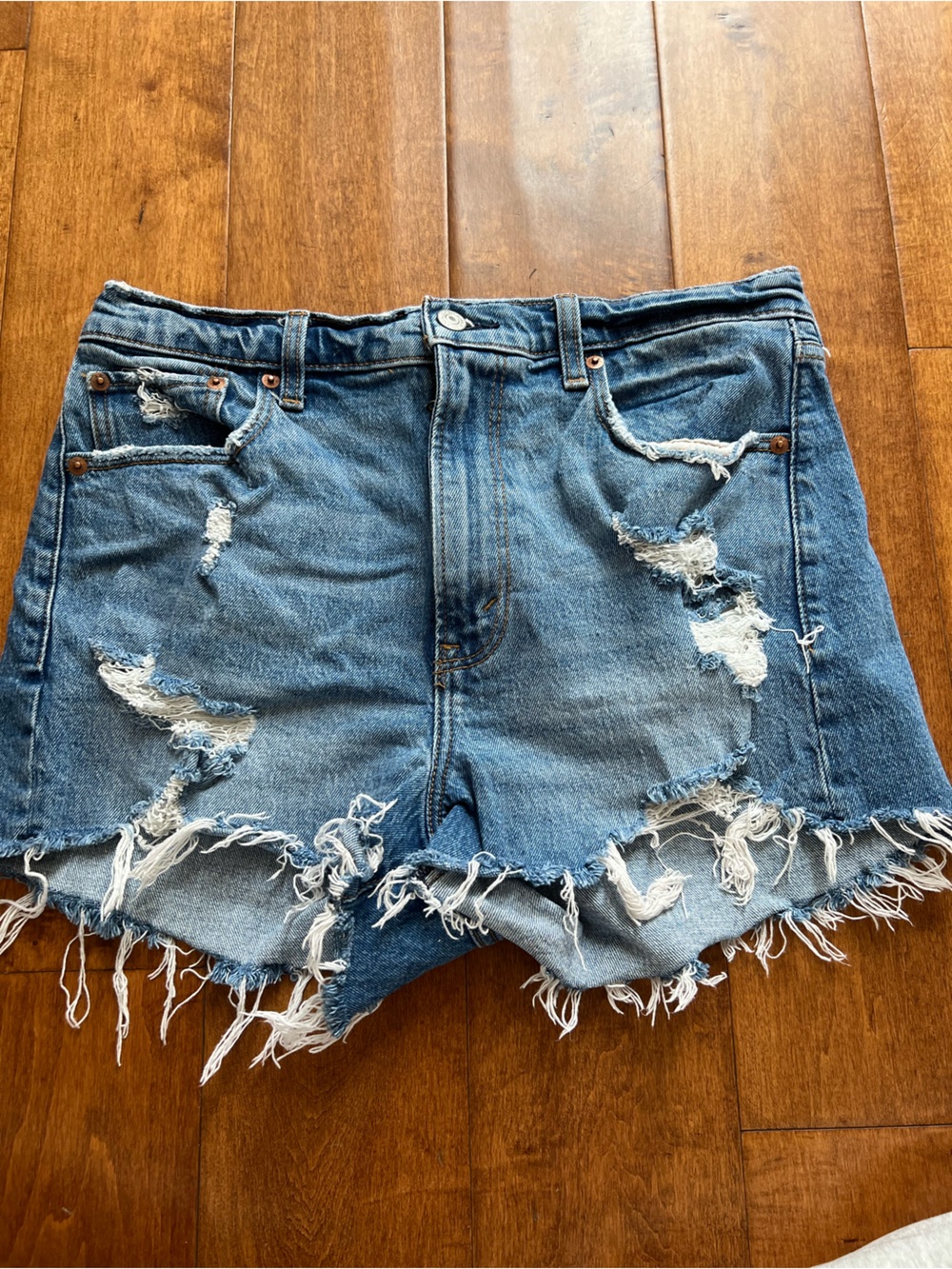 Abercrombie & Fitch Distressed Denim Cutoff Shorts - Blue